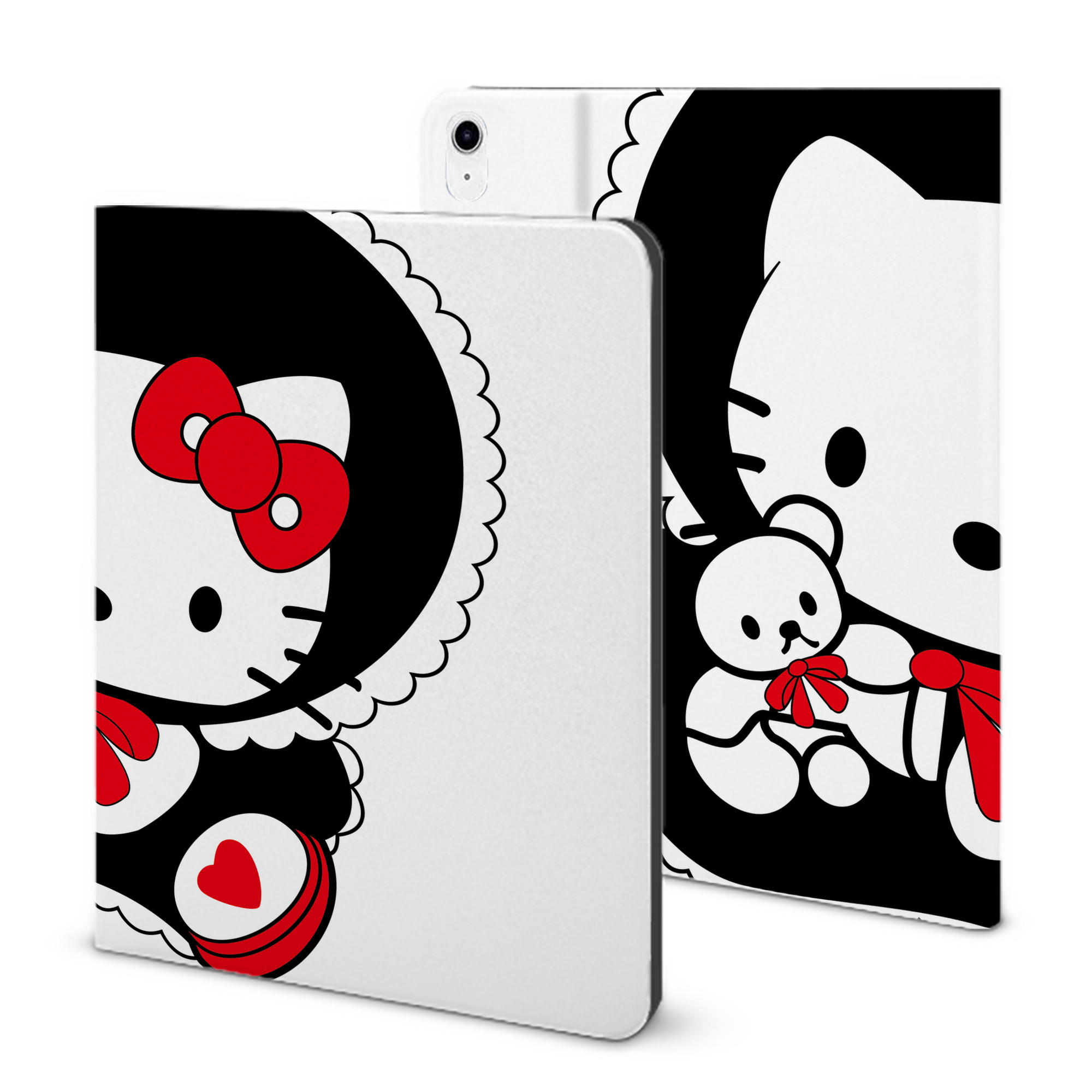 （画像用） Hello Kitty ハローキティ IPad ケース ブック型 PUレザー TPU 耐衝撃 軽量 薄型 ペン収納なし 全面保護 IPad 各モデル対応